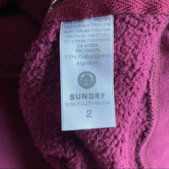 🌟HP🌟 NWOT Sundry Anthropologie Maroon Star Side Zip Sweatshirt- Size 2 - Picture 6 of 6